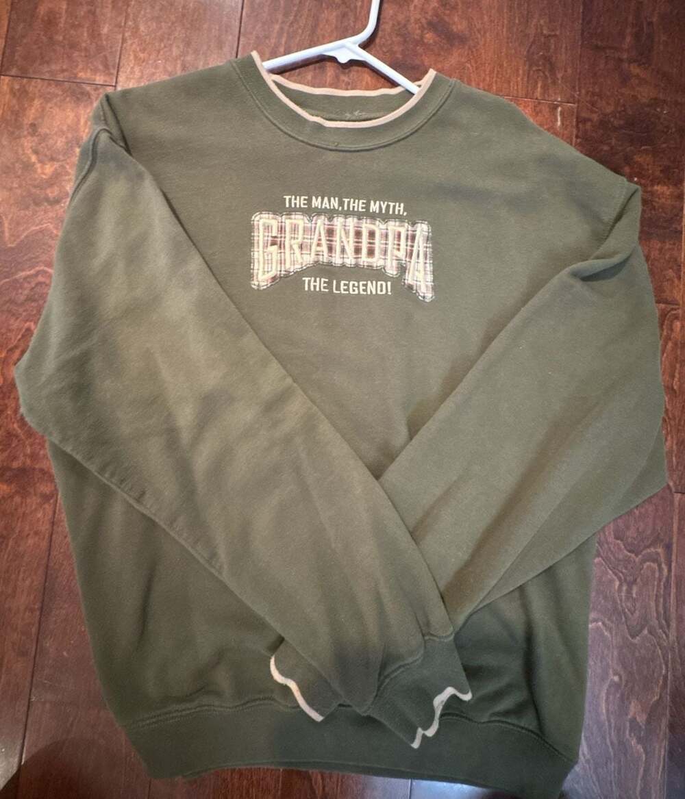 MC Sport Grandpa The Man The Myth The Legend Sweatshirt - Green Crewneck - Size